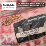 Pork baikut iga babi frozen BACK RIB backrib US Berkshire SMITHFIELD +/- 7x5" 12-13rib 1.2kg (price/kg)